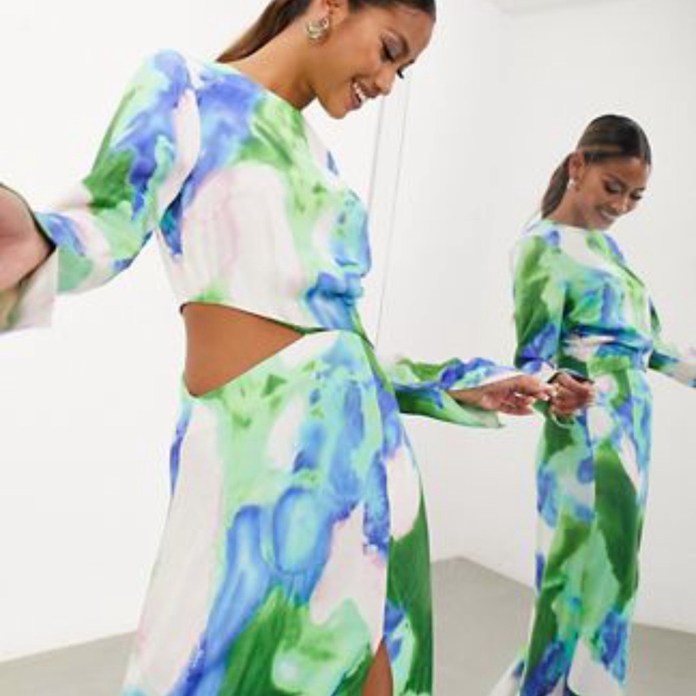 ASOS multicolor cut out maxi dress with slit